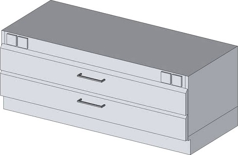 Unterschrank, 311-007, 1200x480x520mm, 2 Schubkästen, 4 Steckdosen