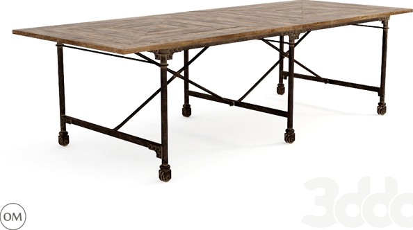 Vintage wood &amp; metall table 106&#039;&#039; 8831-0004 L