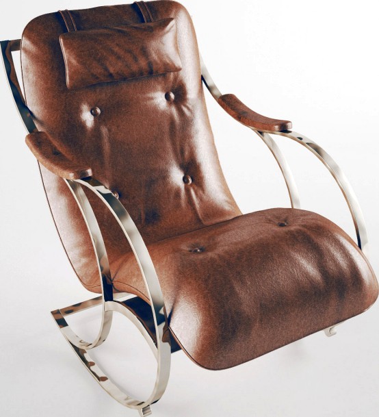 Leather and Chrome Rocking Chair