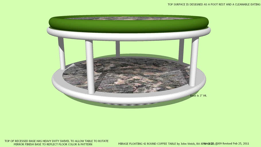 Coffee table round double surface designed by John A Weick RA