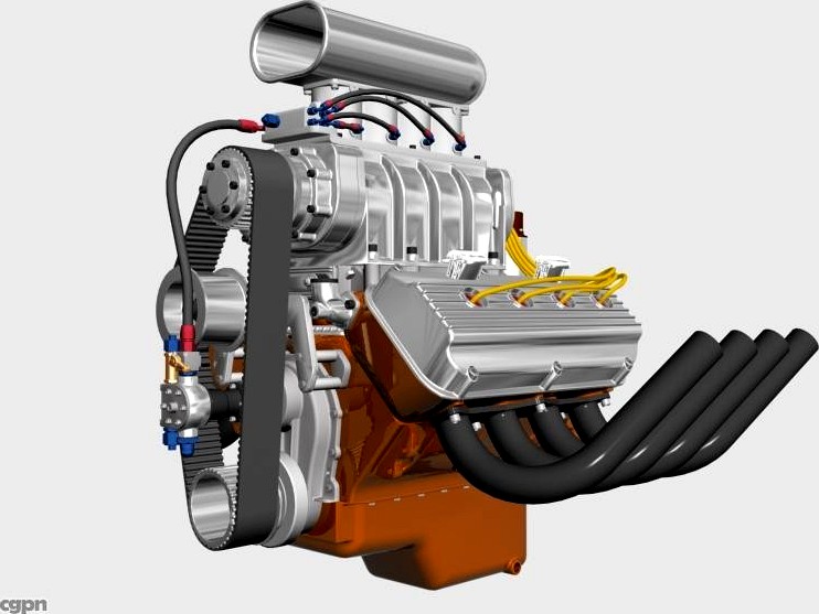 Early Hemi V8 with Blower3d model