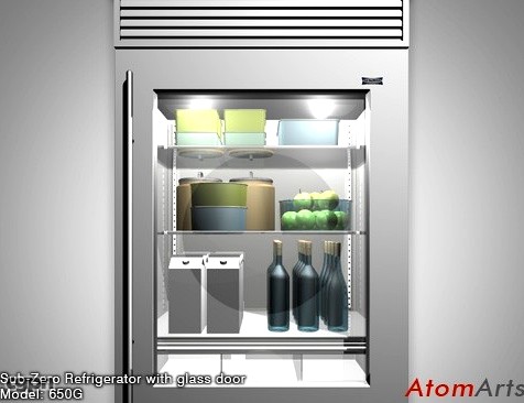 Sub-Zero 36 inch Refrigerator with glass door3d model