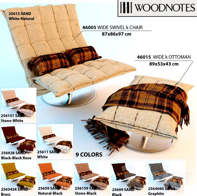 Chair and ottoman Woodnotes WIDE SWIVEL k CHAIR