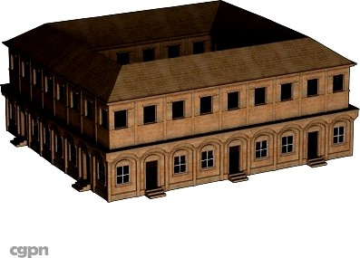 Large House with courtyard3d model