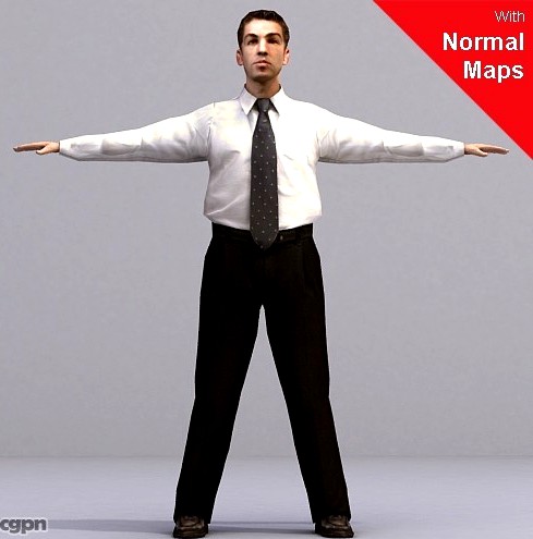 AMan0003-CS / Rigged for 3D Max Character Studio3d model