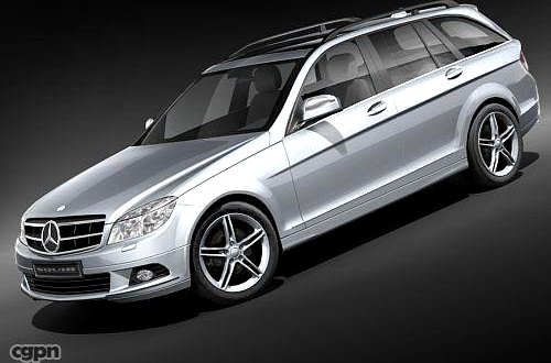 Mercedes C class 2008 estate mid-poly3d model