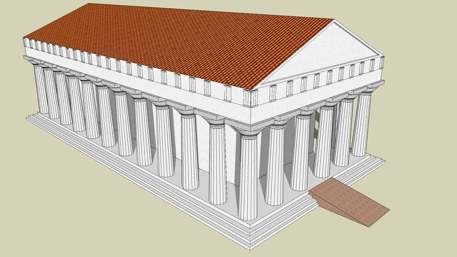 Greek Temple with Fluted Columns