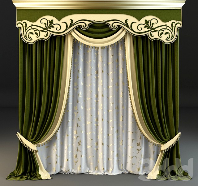 Green classic curtain