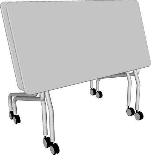 Mesa rodante 120 x 60 cm plegable (2 plegadas)