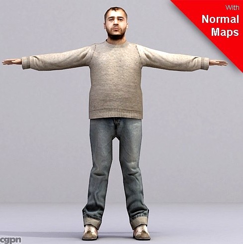 AMan0004-CS / Rigged for 3D Max Character Studio3d model