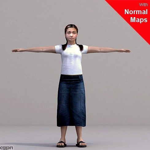 CWom0022-CS / Rigged for 3D Max Character Studio3d model