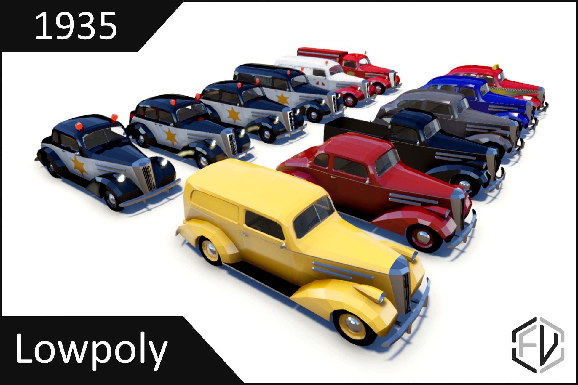 Lowpoly Vintage Car Pack 1935