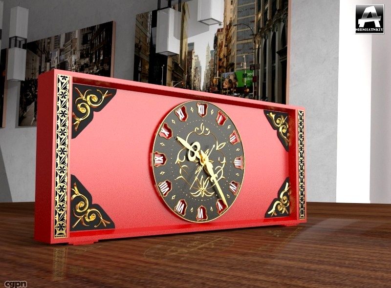 Red watch with gold thread 3D3d model