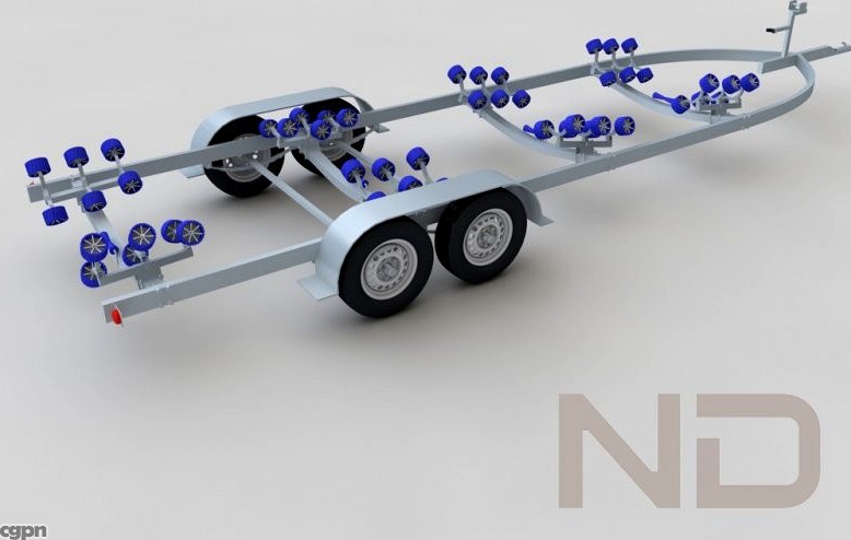BOAT TRAILER , TANDEM AXLES3d model