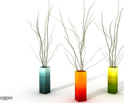 Colorful Vases with Branches3d model