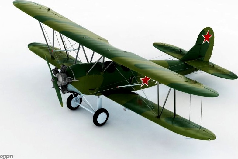 Polikarpov po-2 soviet biplane3d model