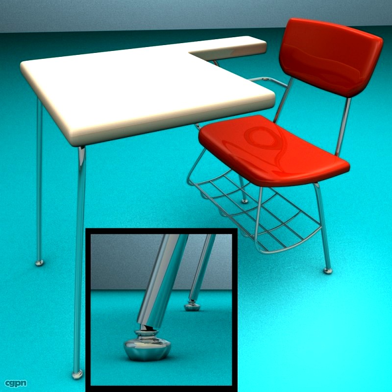School Desk - Armrest and book-rack3d model