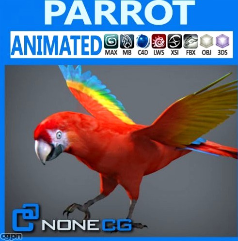 Animated Red Parrot3d model