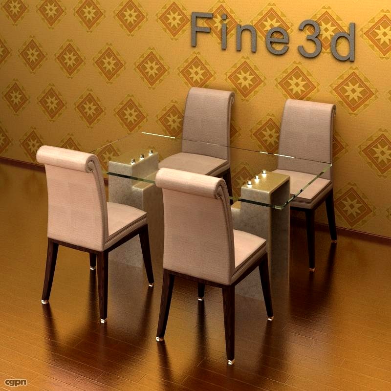 antique Dining table and chairs 09-048-02023d model
