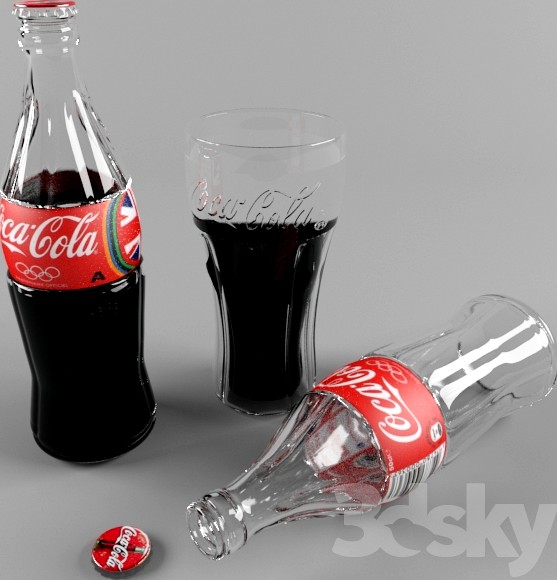 bottle and glass of coca cola