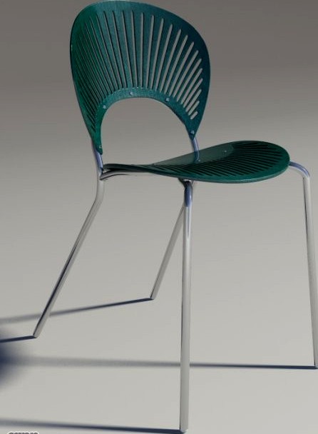 Chair Trinitad Style Green Wood3d model