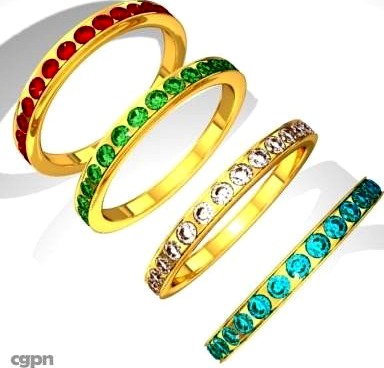 4 Gold Rings3d model