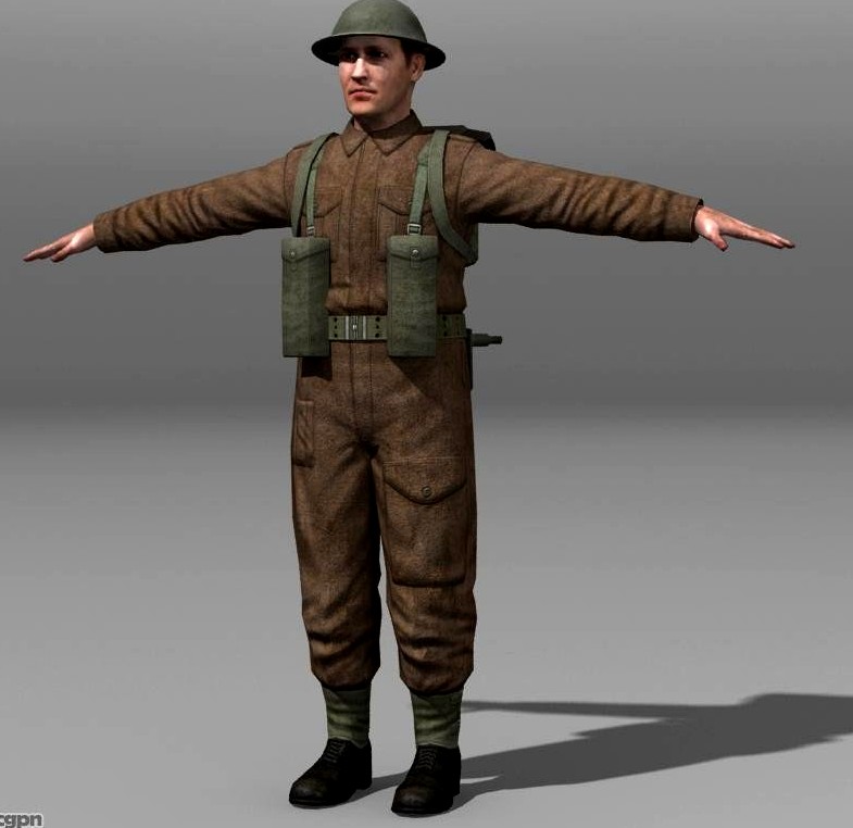 British Soldier and Lee Enfield WW II3d model