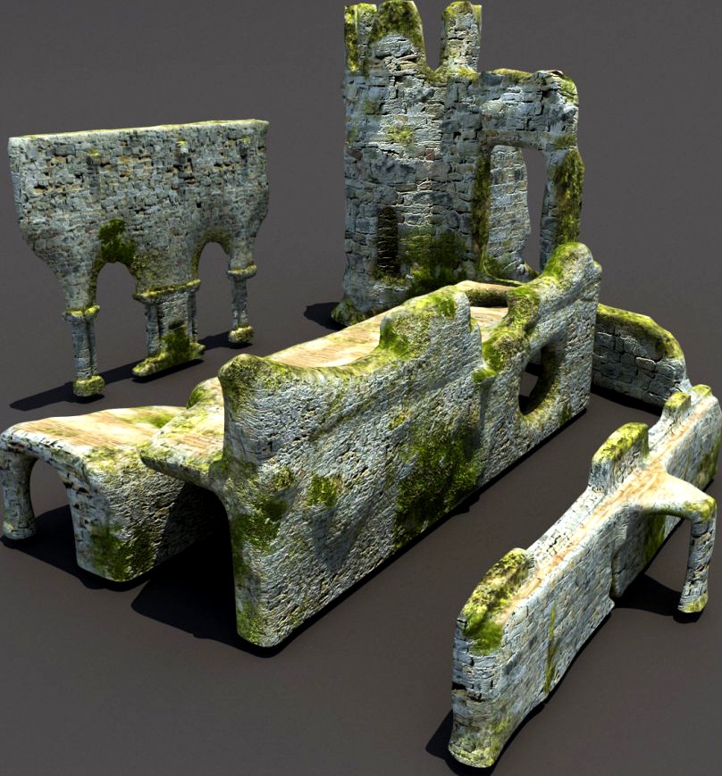 English Castle Ruin Pack3d model