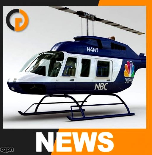 Helicopter - News Bell 206L with Interior3d model