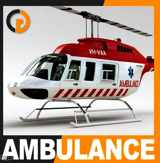 Helicopter - Ambulance Bell 206L with Interior3d model