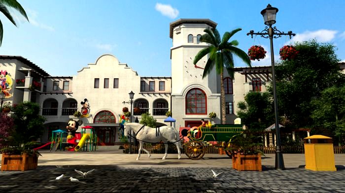 European town with carriage3d model