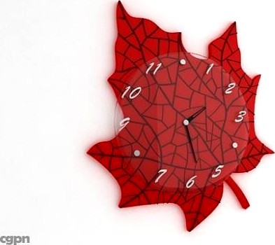 Red Leaf Wall Clock3d model