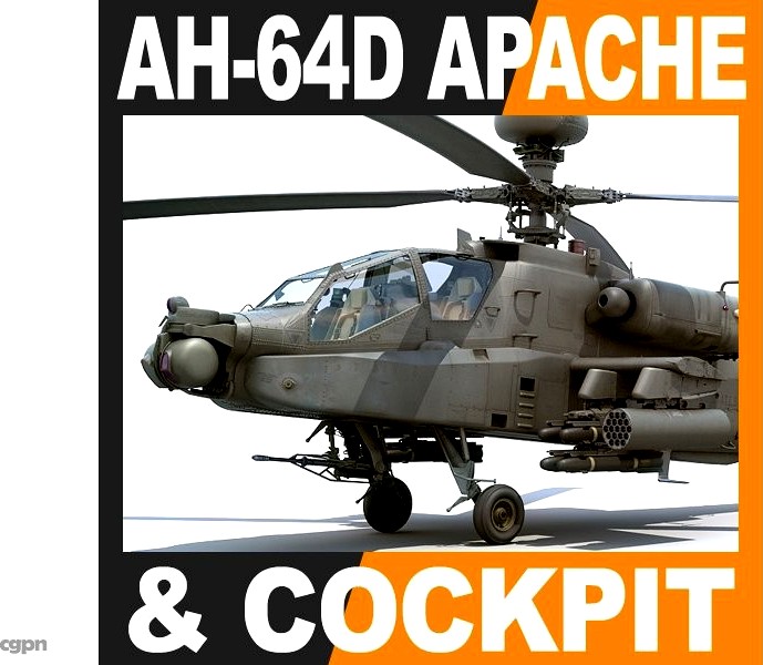 Boeing AH-64D Apache Longbow Helicopter with Cockpit3d model