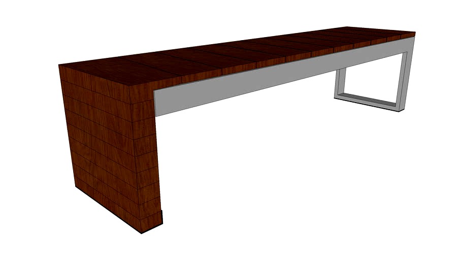 Forms+Surfaces Duo Bench, polished stainless steel frame, FSC 100% Jatoba hardwood seat & end