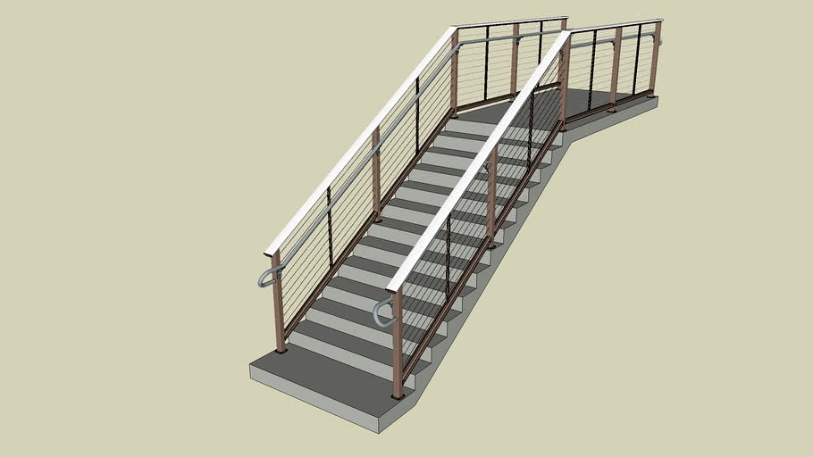 02 DesignRail Aluminum Railing System with Horizontal Cable Infill - Stairs