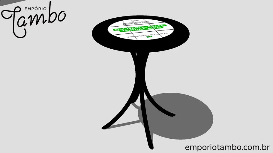 Mesa de canto para sala redonda em azulejo e madeira Empório Tambo - Preta