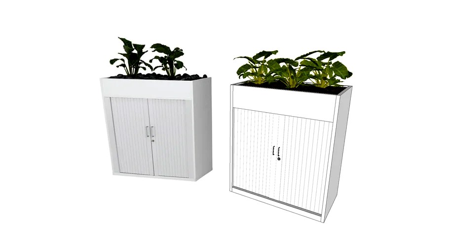 Designer Tambour Cupboard With Planter Box _ Cabinet Planter