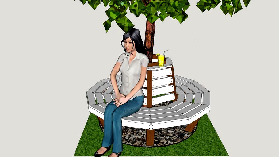 Bench Tree Wrap Around Circular