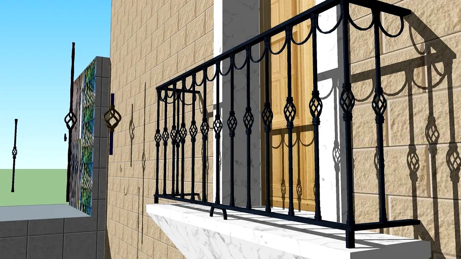 Balcony with wrought iron railing