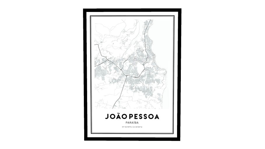 Quadro Decorativo João Pessoa - Paraíba (Mapizoom)