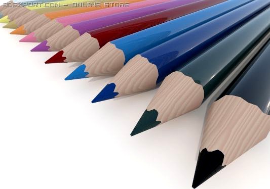 Coloured Pencils 3D Model