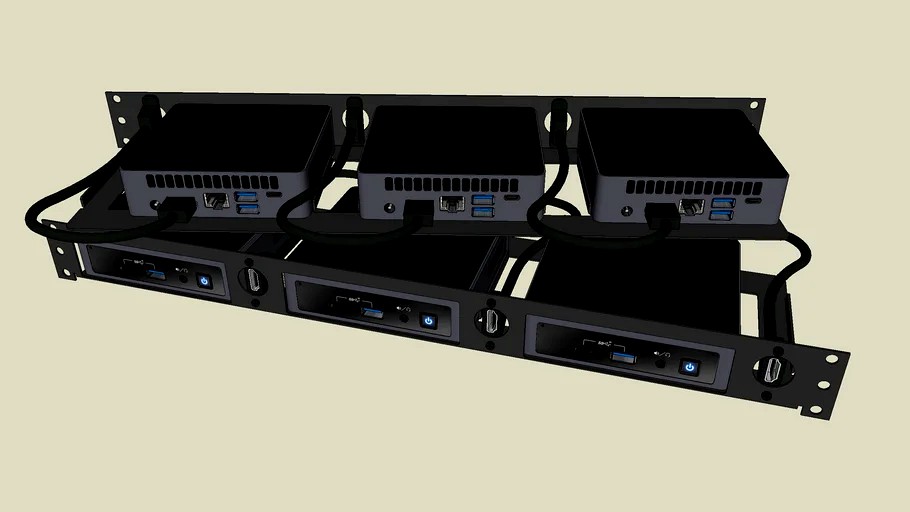 1RU Rack Shelf for 3 x Intel NUC