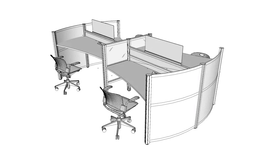 fluidconcepts - Post & Beam 4 Cluster with Curved End Panels - Q201503-11771-R6