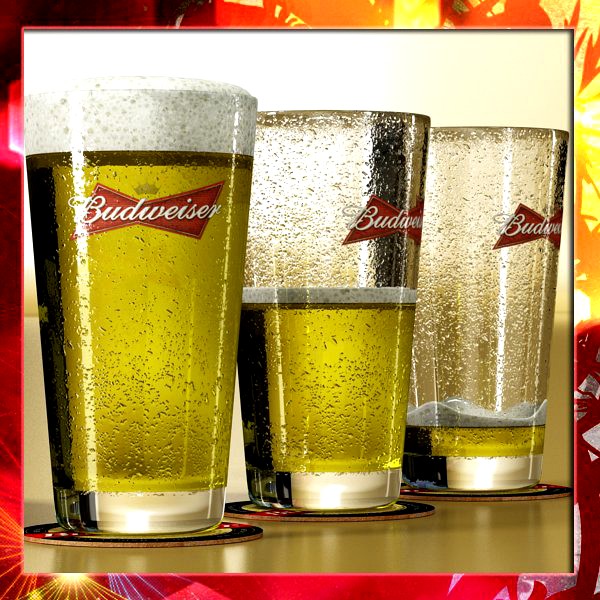 Budweiser Pint of Beer and Coaster3d model