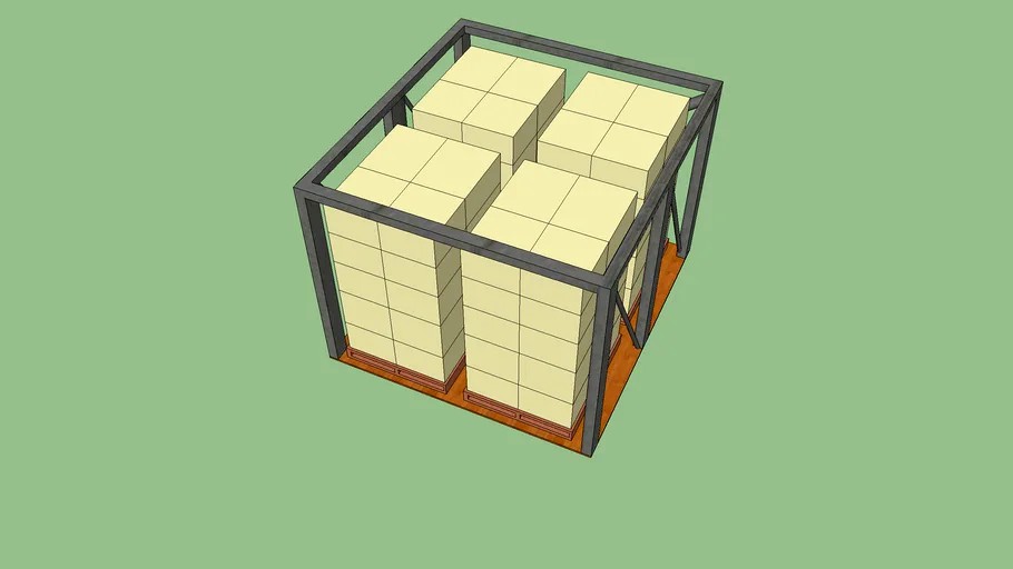 Modelo de rack 1 lados,1 tramos, 4 ubicaciones