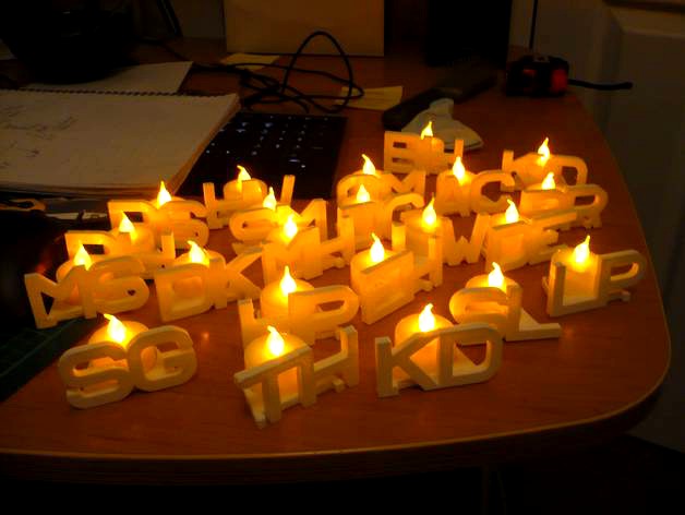 Printed 'place cards' with tealight holder by benhowes