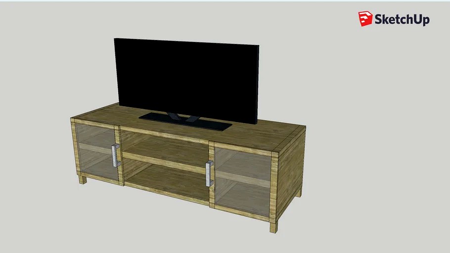 wooden glass door tv 3d model