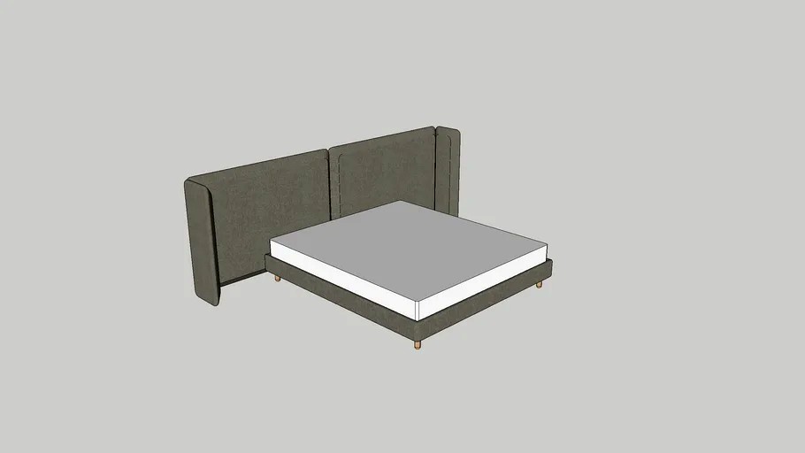 Plano double bed with headboard and sides board W