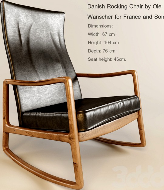Danish Rocking Chair by Ole Wanscher for France and Son