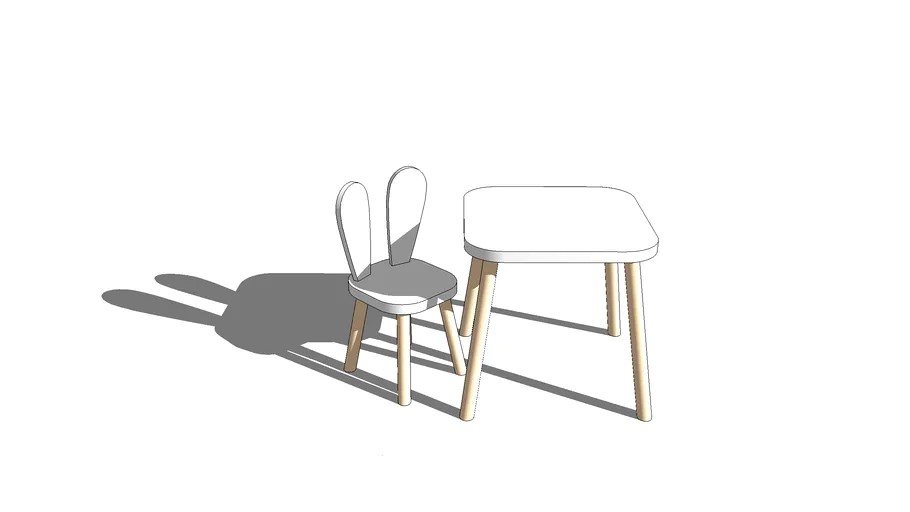 Cadeira e mesa coelhinho infantil Bambooko